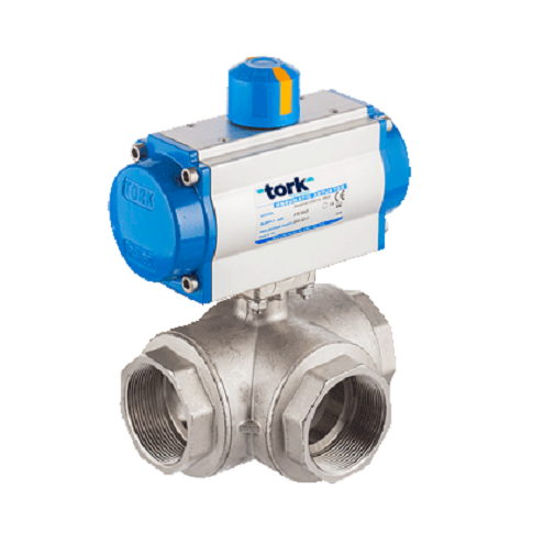 PAV902.15SR 3/2 Yollu PNÖMATİK AKTÜATÖRLÜ DİŞLİ PİRİNÇ KÜRESEL VANA (Tek Etkili)(ÇAP:1/2'')